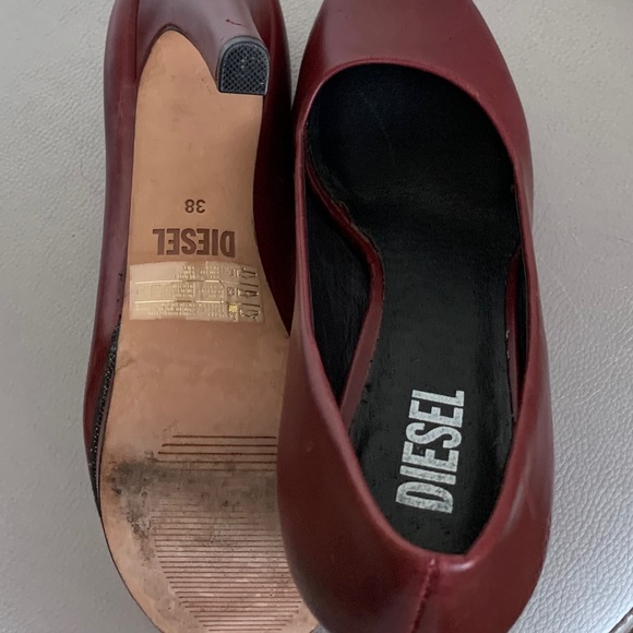 Burgundy Platform Diesel High Heels - Picture 5 of 5